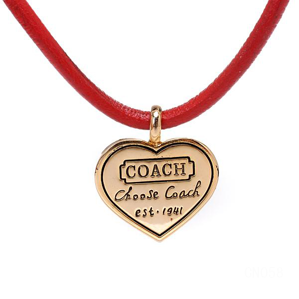 Coach Heart Logo Red Necklaces CXO