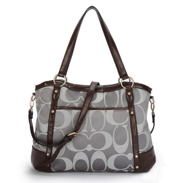 Coach Legacy Logo In Signature Large Grey Totes BPF